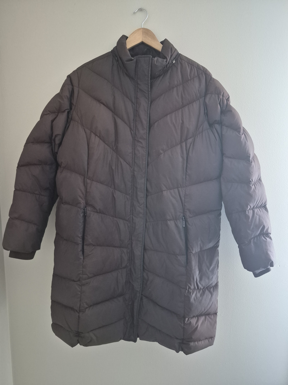 Eddie Bauer Goose Down Puffer Coat Womens XXL Brown Long Winter Parka Faux Fur